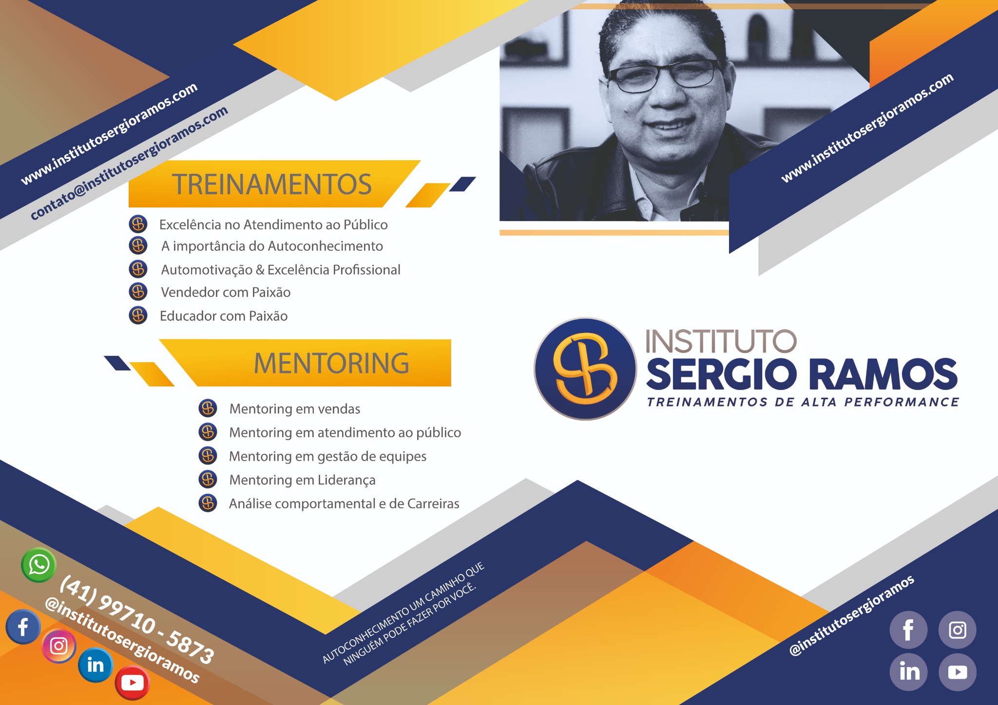 Folder com treinamentos e serviços do Instituto Sergio Ramos